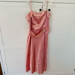 Vintage Let’s Fashion Pink Shiny trap Maxi Formal Dress